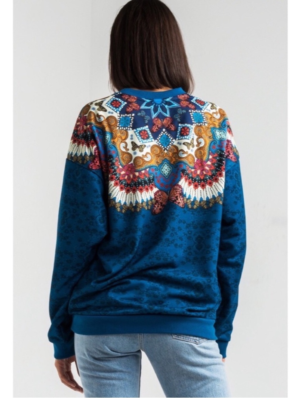 Adidas x FARM Rio Borbomix Butterfly Floral Print Sweatshirt in Multicolor Sz M - Picture 2 of 9